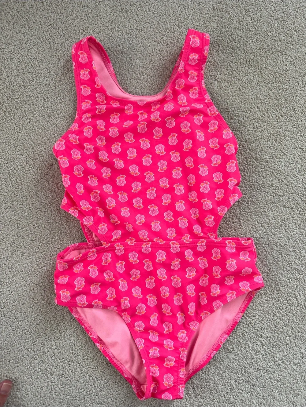 btween Pink Floral & Bubblegum Pink Kids One-Piece Swimsuits